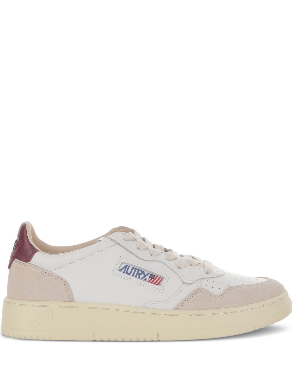 Autry Medalist Low Sneakers In White And Burgundy Suede And Leather In Multi