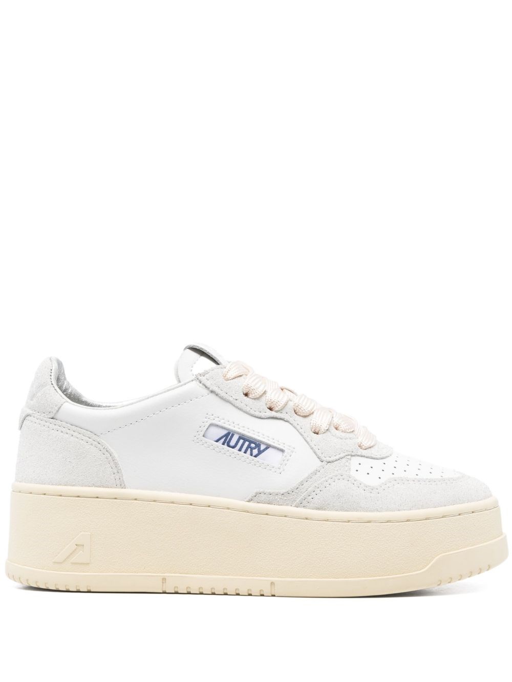 Autry Sneakers Medalist Platform In Suede And Leather White And Gray. In Multi