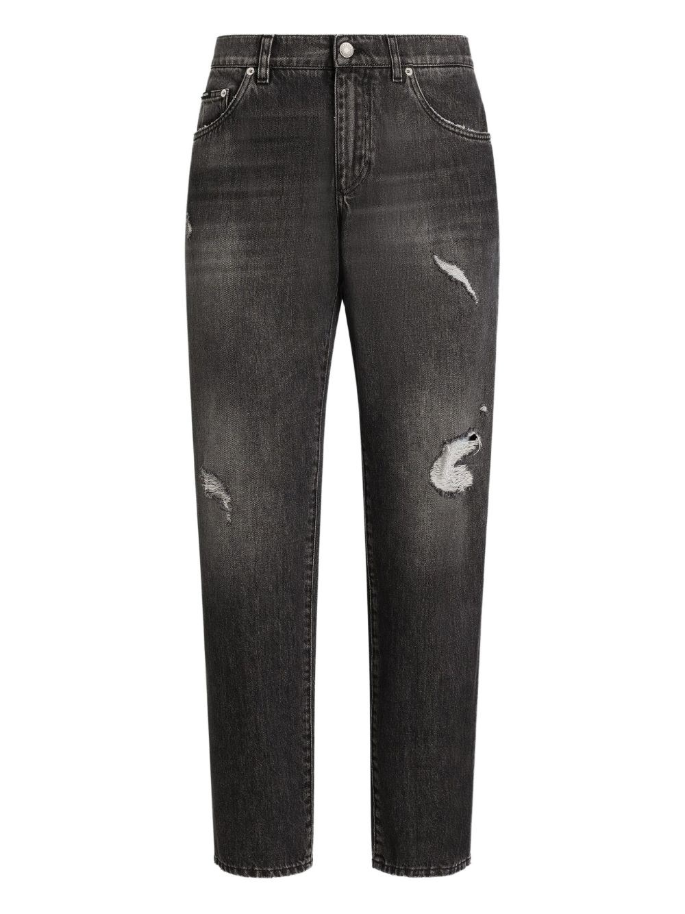 Dolce & Gabbana Straight-leg Distressed Effect Jeans Clothing In Black