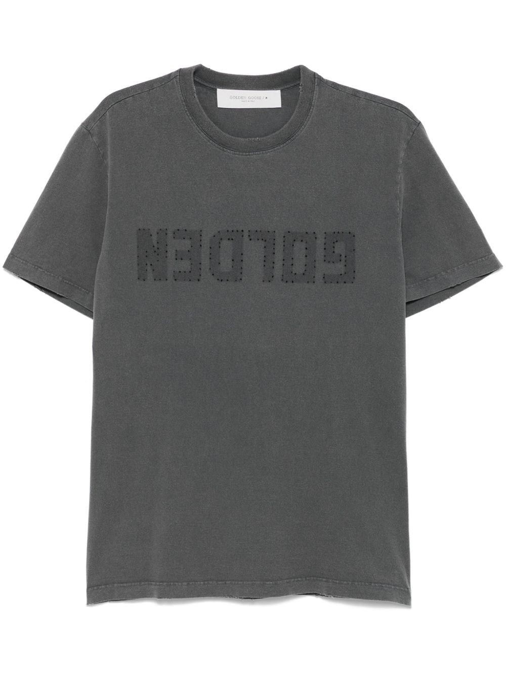 Golden Goose T-shirt In White Cotton With Iconic Logo Star In Burgundy