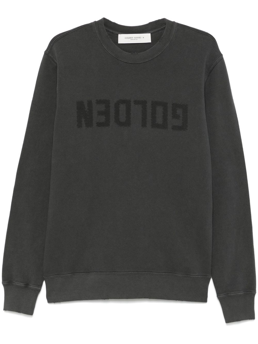 Golden Goose Golden M S Regular Sweatshirt Distressed Cotton Jersey With Logo Clothing In Green
