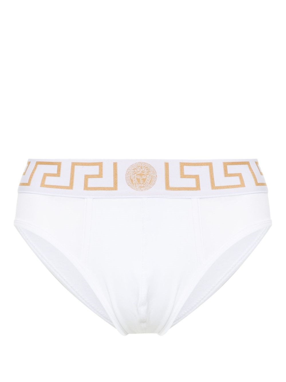 Versace Stretch Cotton Boxer Shorts With Greek Motif In White