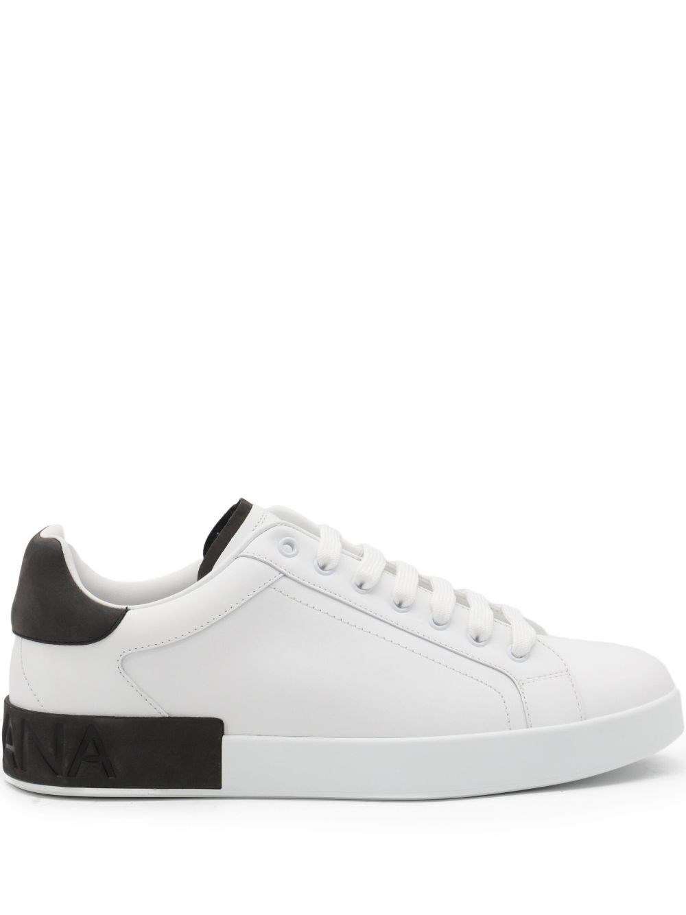 Dolce & Gabbana White Leather Portofino Sneakers In White
