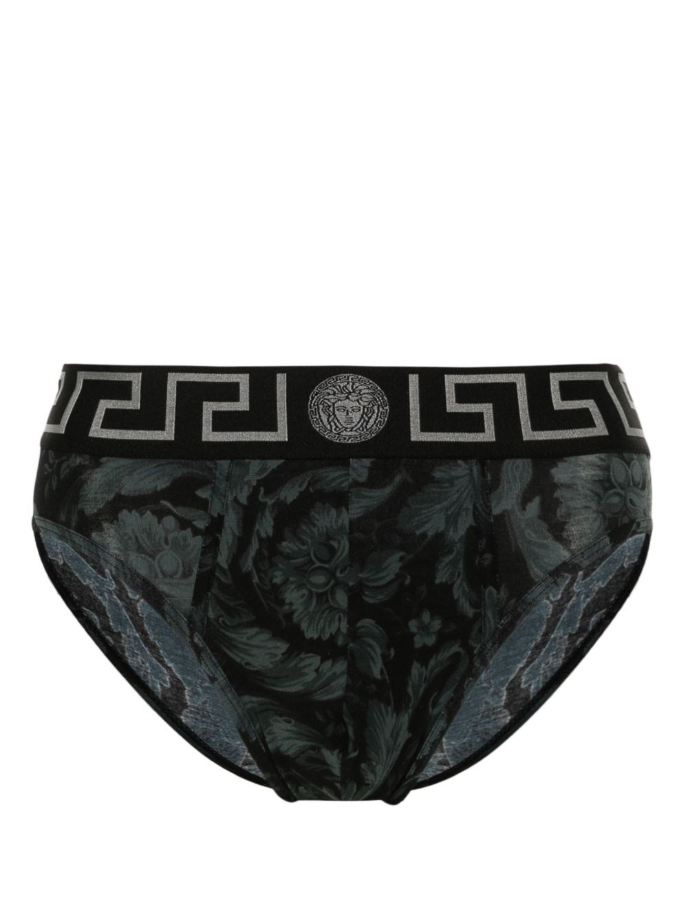 Versace Barocco Cotton Blend Briefs In Black