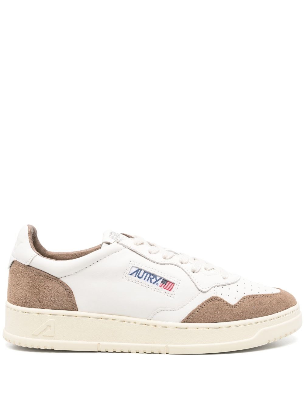 Autry Goatskin And Suede Medalist Low Sneakers In Neutral