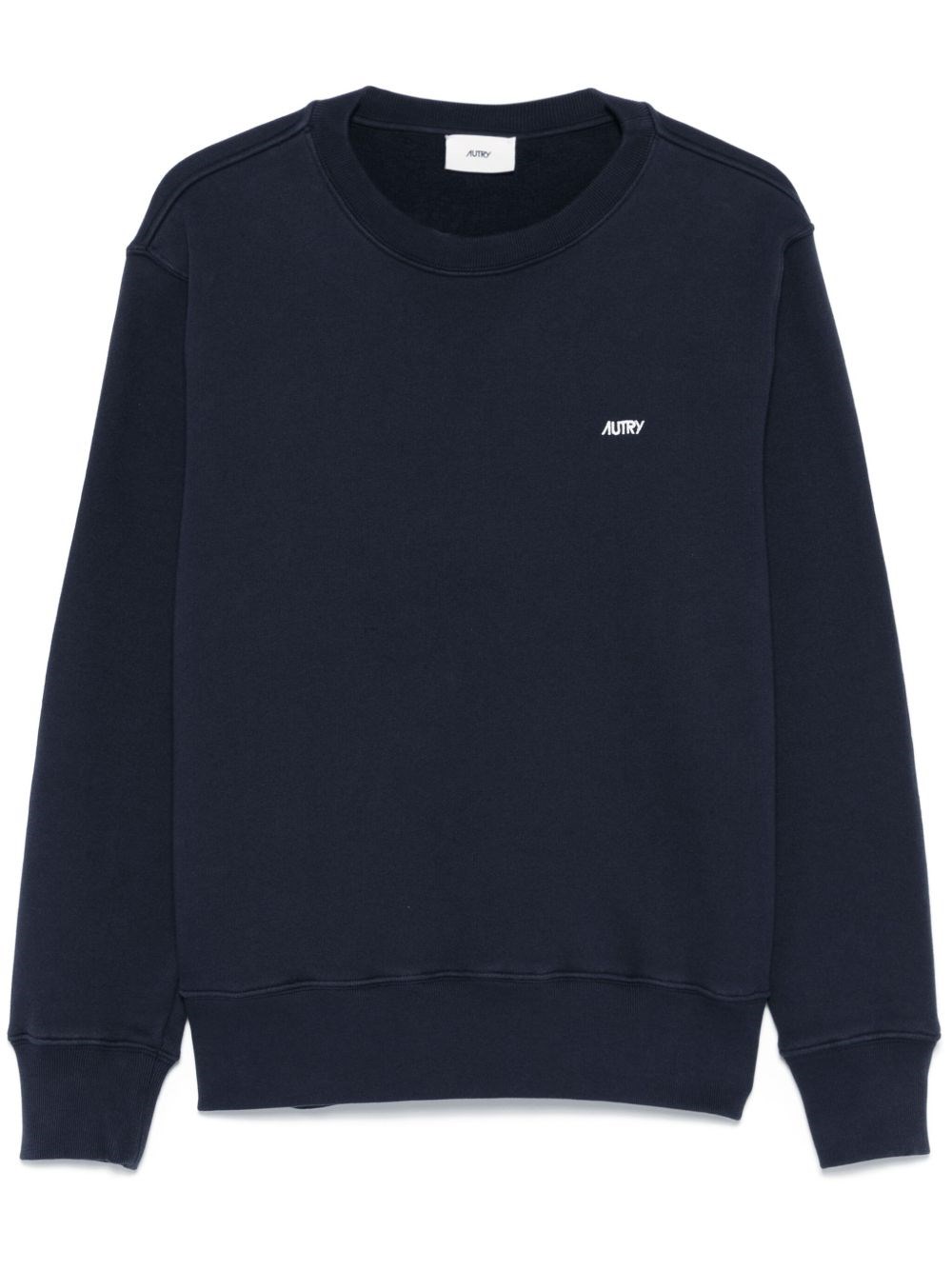 Autry Blue Cotton Crewneck Sweatshirt With Logo Print In Blue
