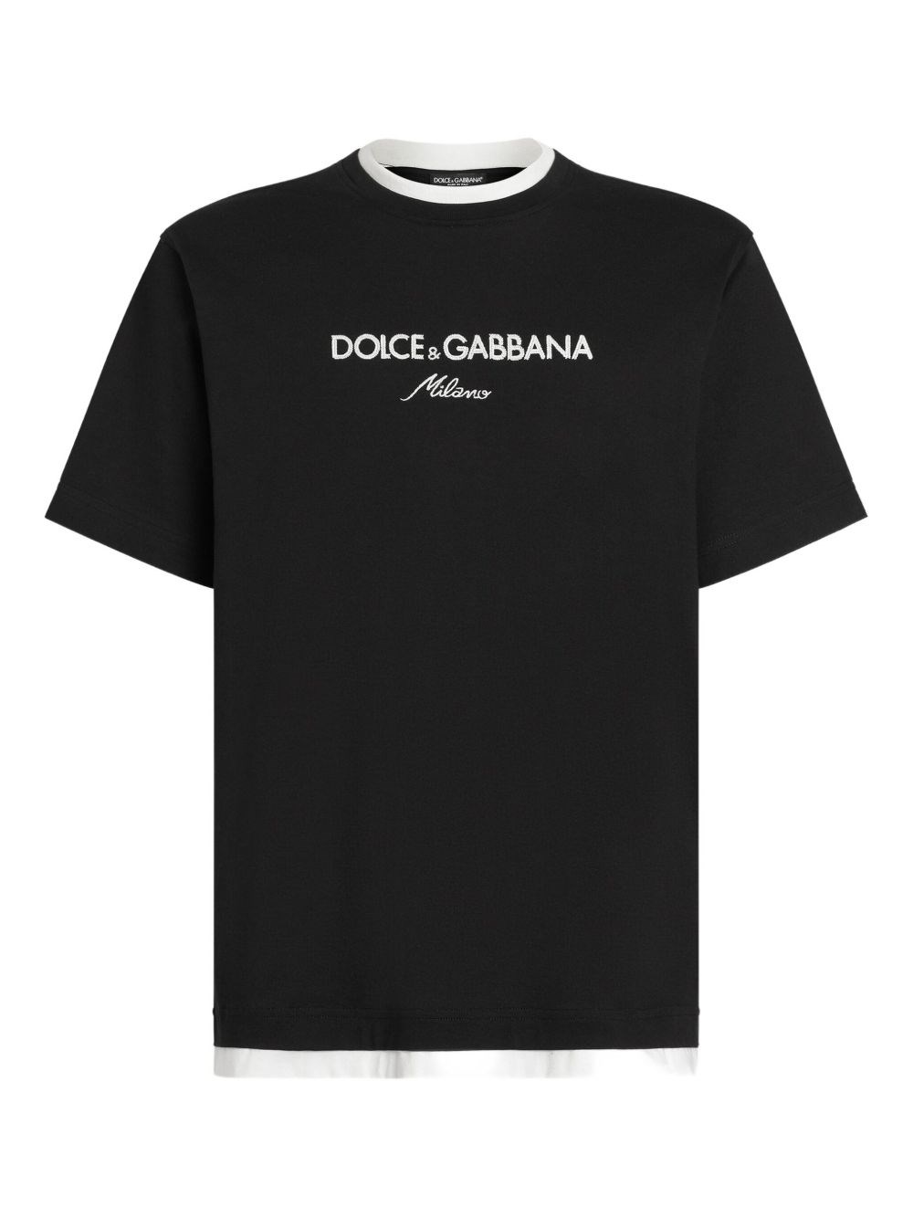 Dolce & Gabbana Logo-embroidered Layering Cotton T-shirt In Black