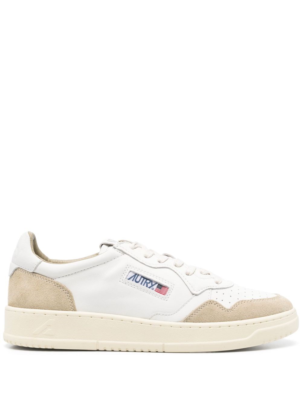 Autry Low-top Sneakers With Leather And Suede Accents In Neutral