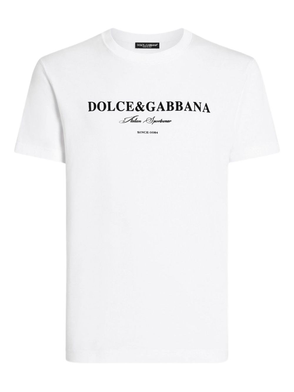 Dolce & Gabbana White Crewneck T-shirt With Logo Lettering Print On The Front In White