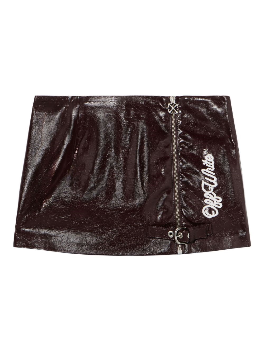 Off-white Mini Skirt In Shiny Imitation Leather In Black