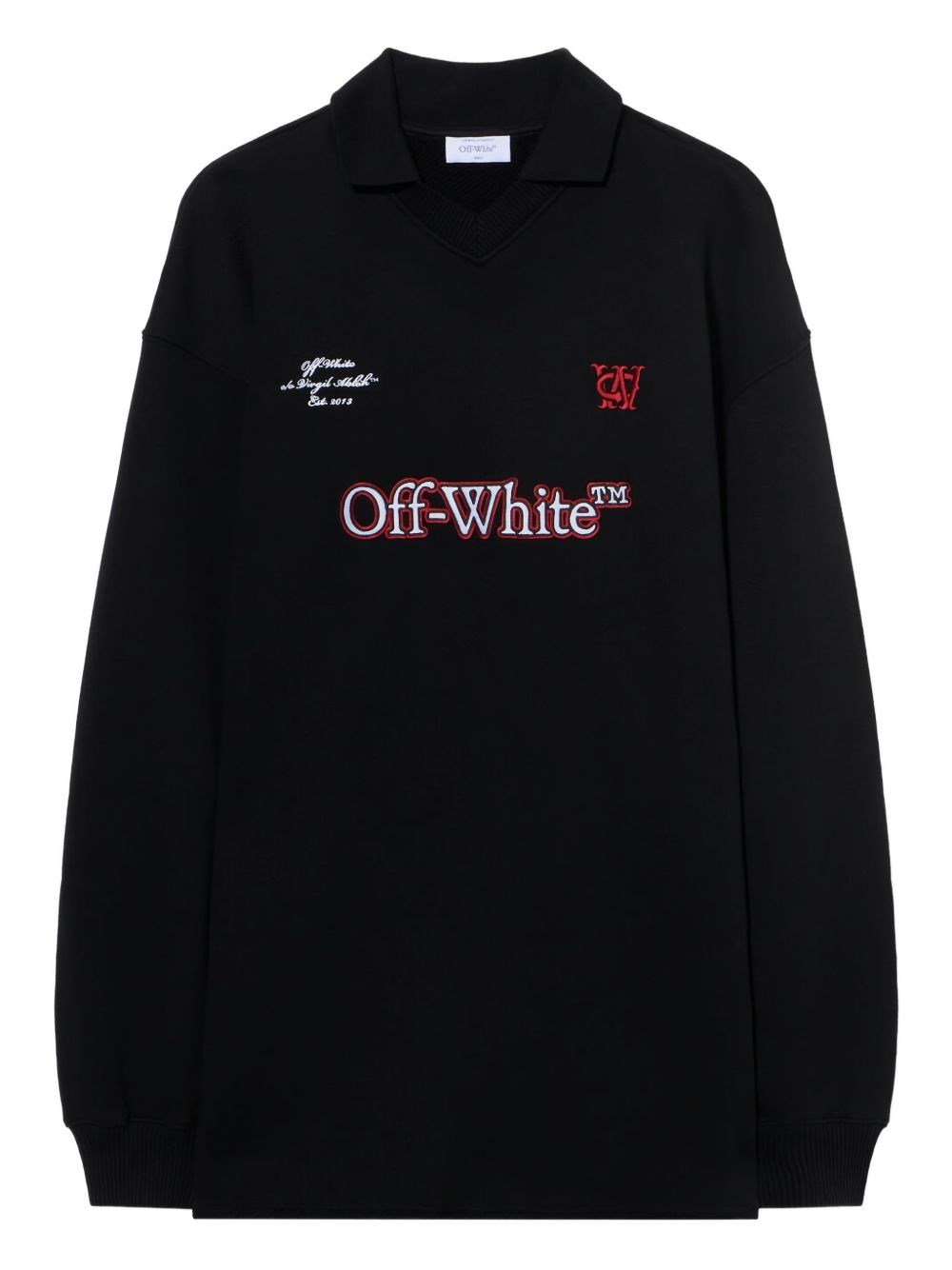 Off-white Short Dress With Polo Collar In Black