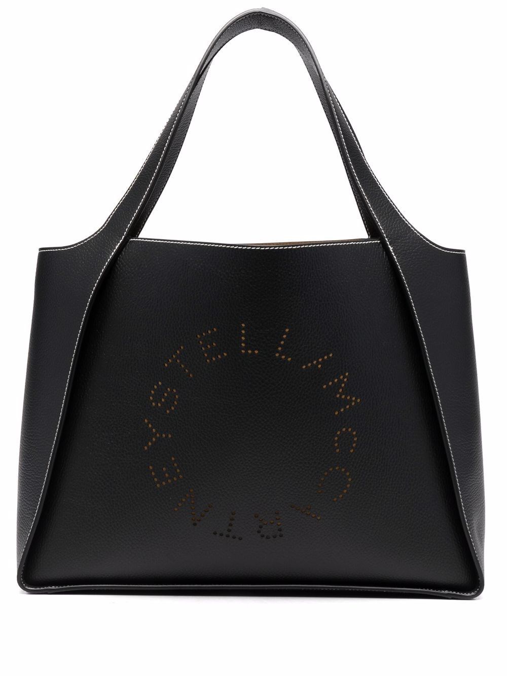 Stella Mccartney Logo Grainy Alter Mat Tote Bag In Black