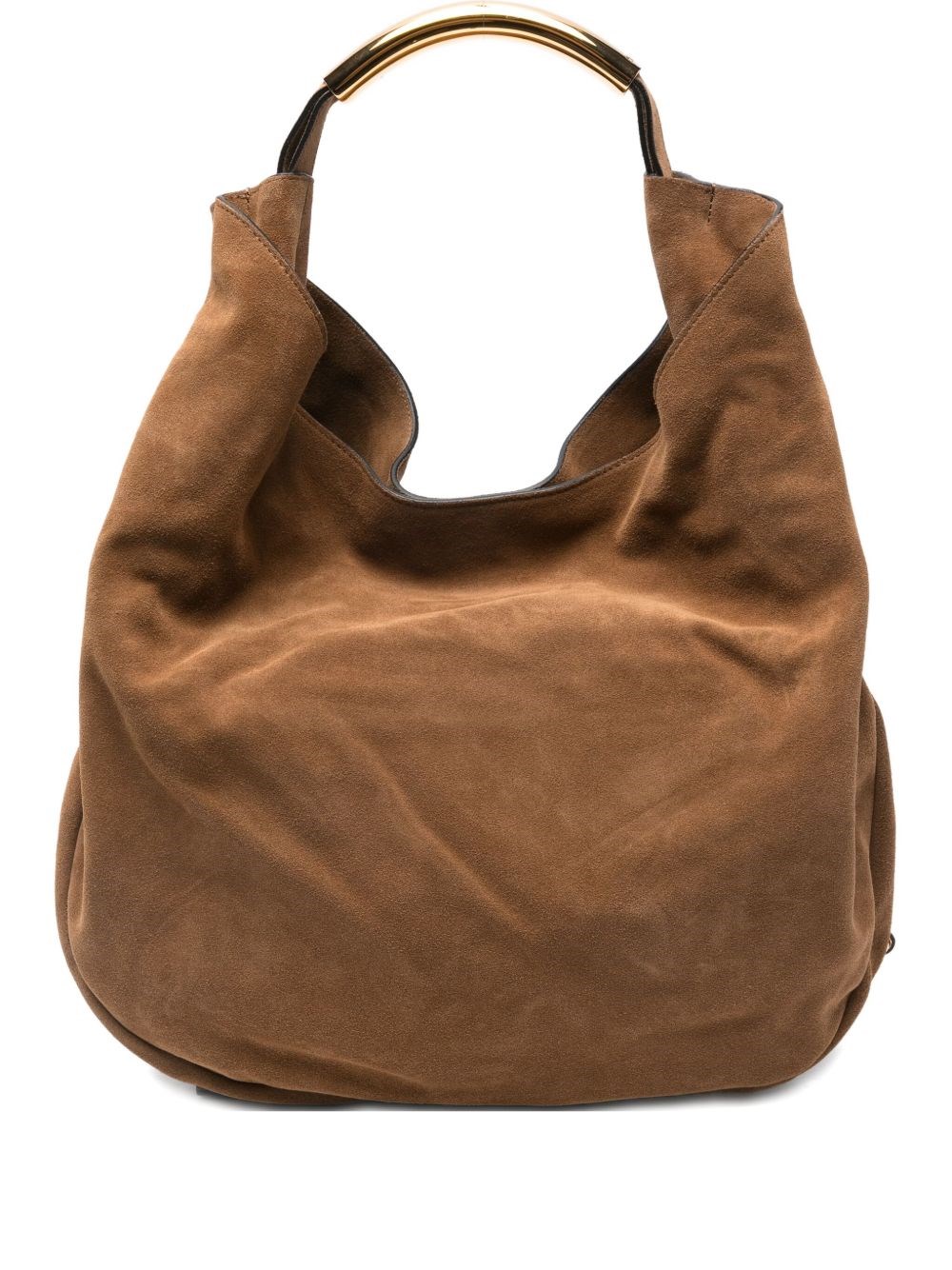 Moschino Medium Handle Me Suede Shoulder Bag In Brown