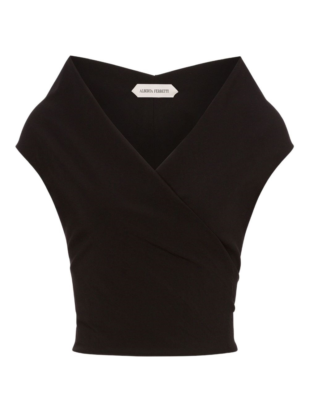 Alberta Ferretti Stretch Wool Top In Black