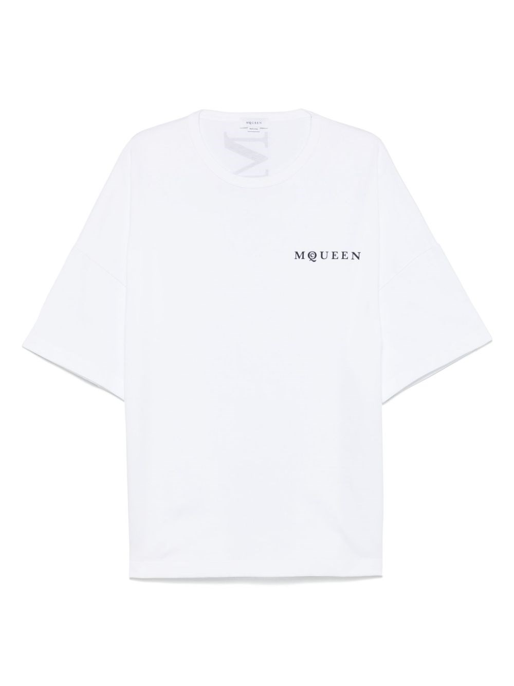 Alexander Mcqueen White Oversized T-shirt With Logo In Black