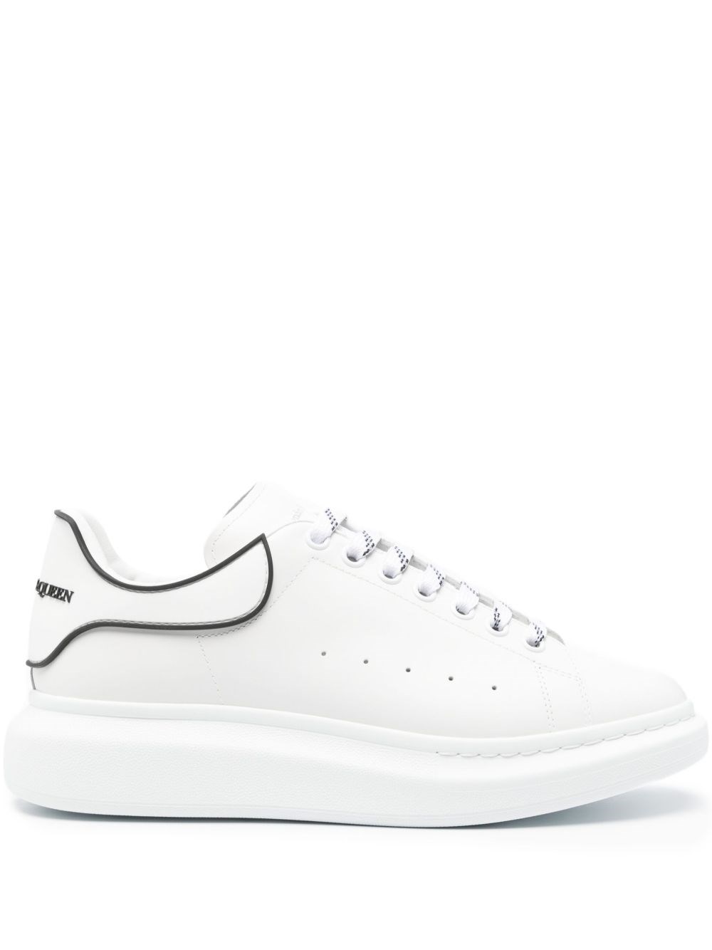Alexander Mcqueen Chunky Leather Sneakers Featuring Perforated Profiles In White