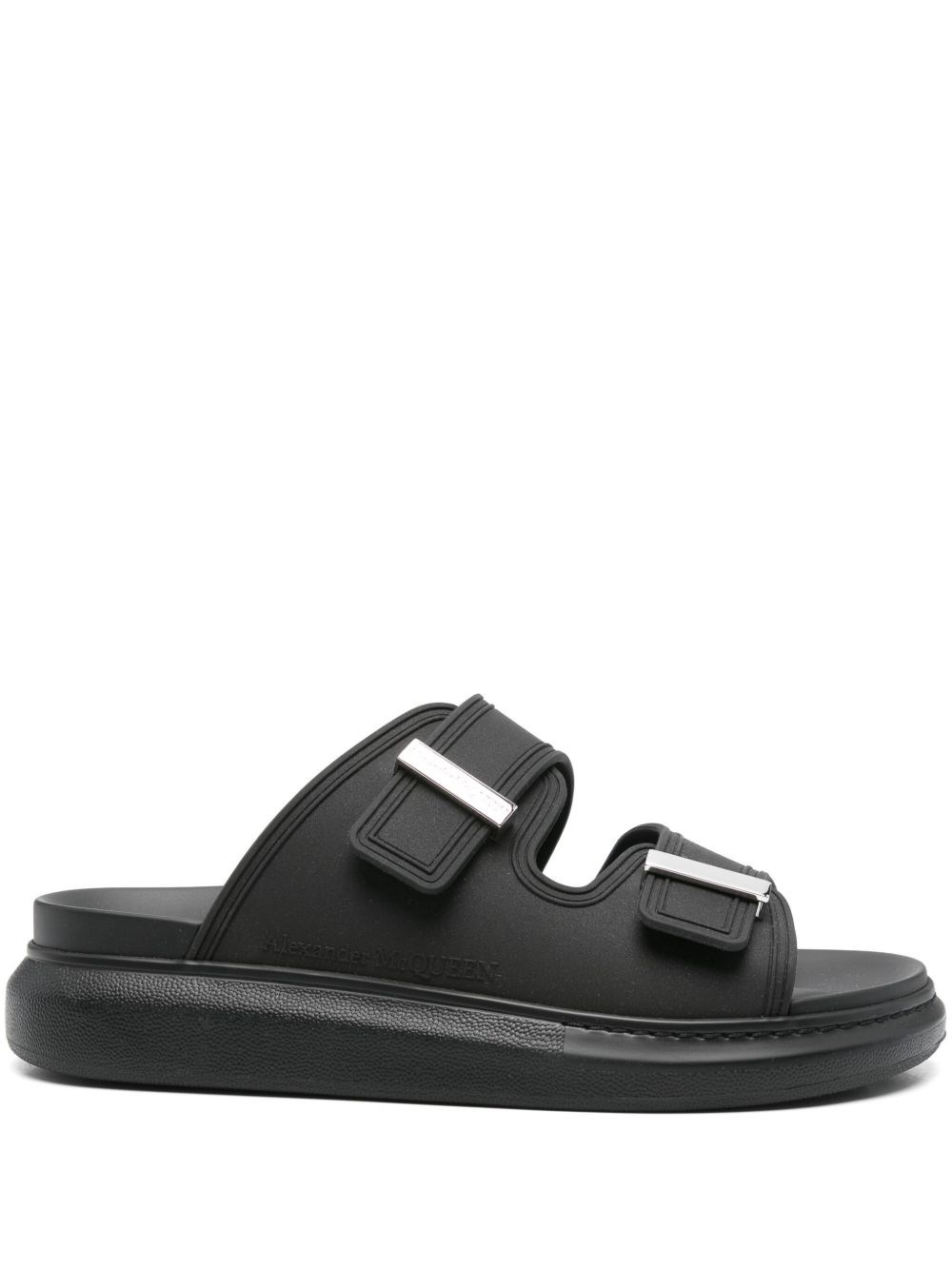 Alexander Mcqueen Oversize Leather Sandals In Black