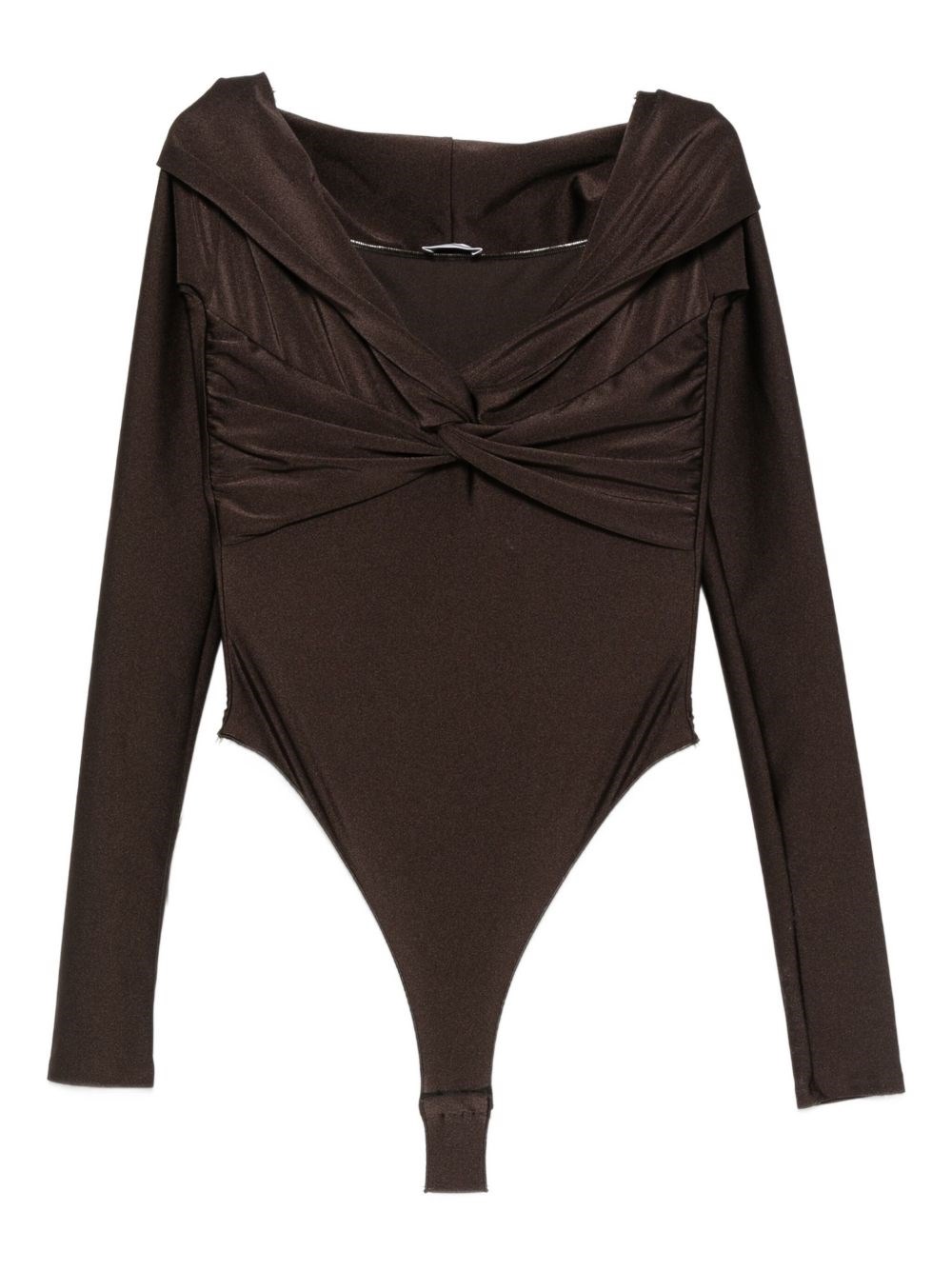 The Andamane Kendall Off Shoulder Bodysuit In Brown