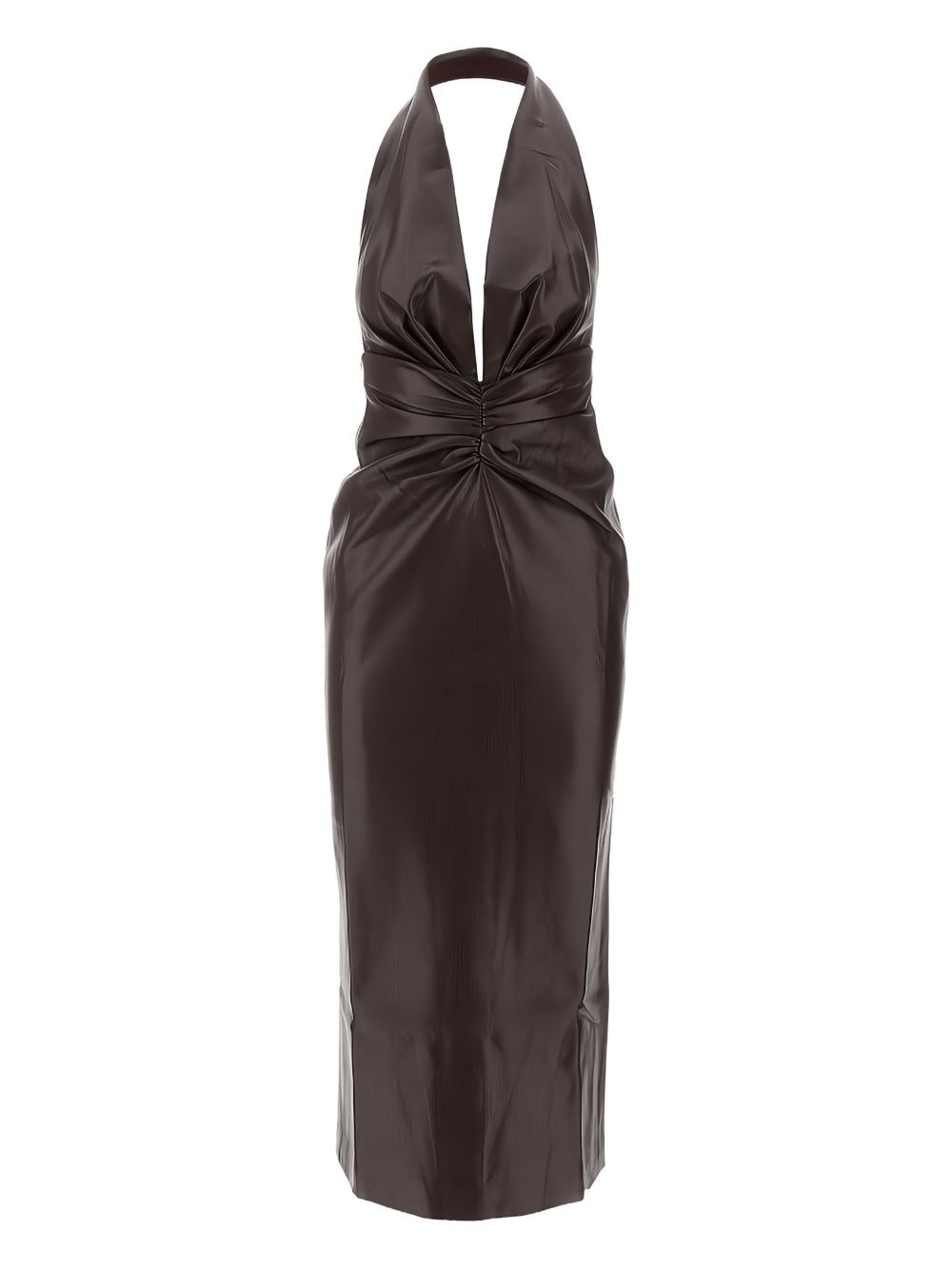 The Andamane Zendaya Dress In Bordeaux Polyester In Brown