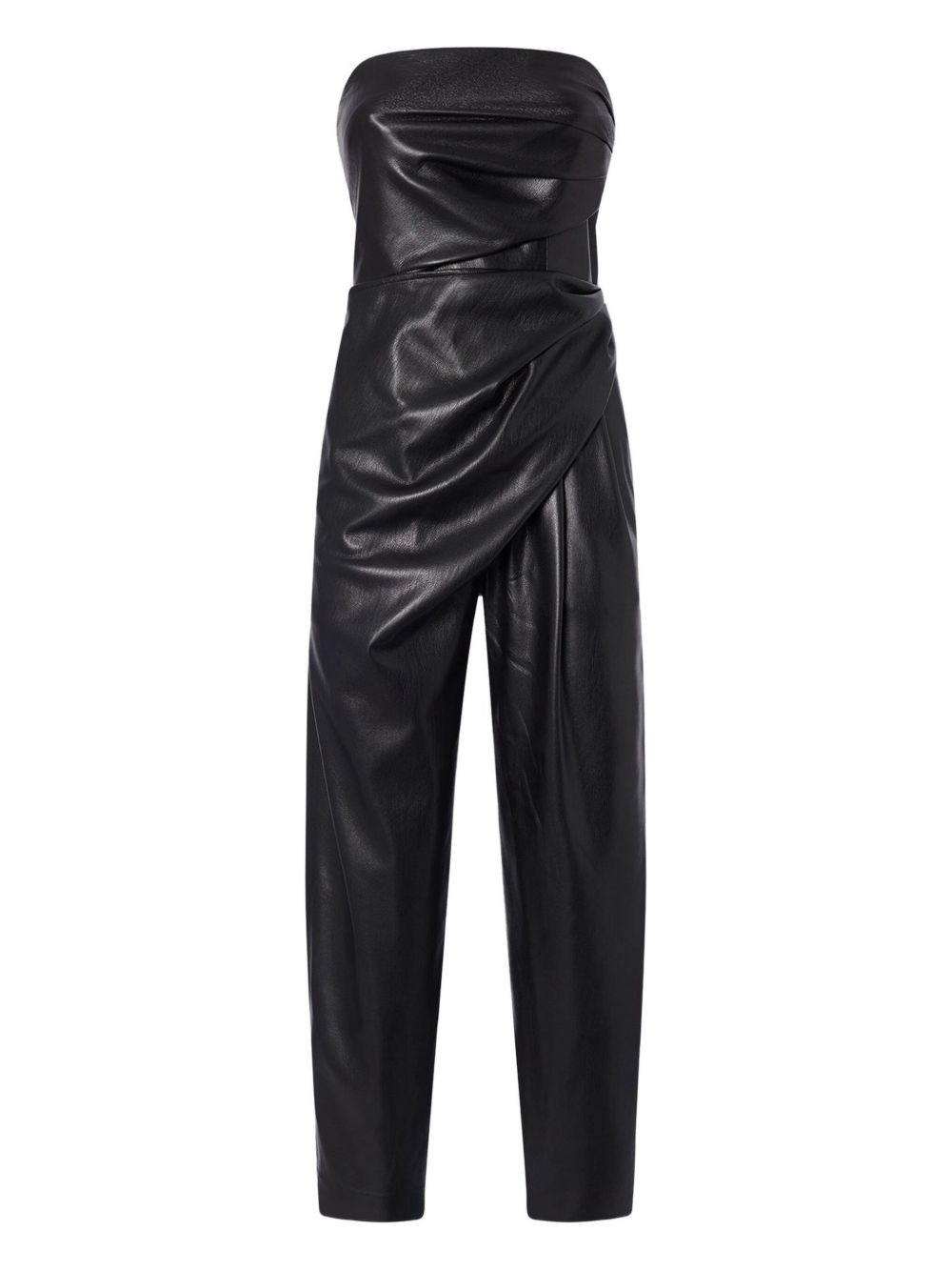 The Andamane Faux Leather Jumpsuit In Black