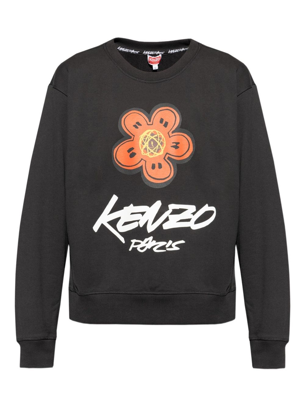 Kenzo Black Sweatshirt With Bold Graphic Design And Relaxed Fit In Black