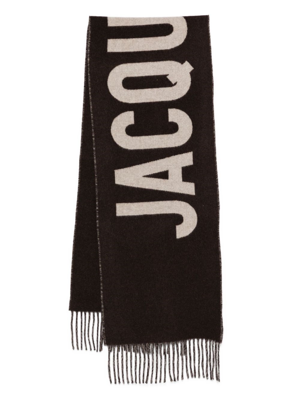 Jacquemus Logo-jacquard Wool Scarf In Brown