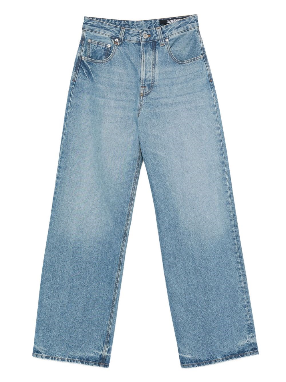Jacquemus Wide Leg Denim Jeans With Belt Loops In Blue