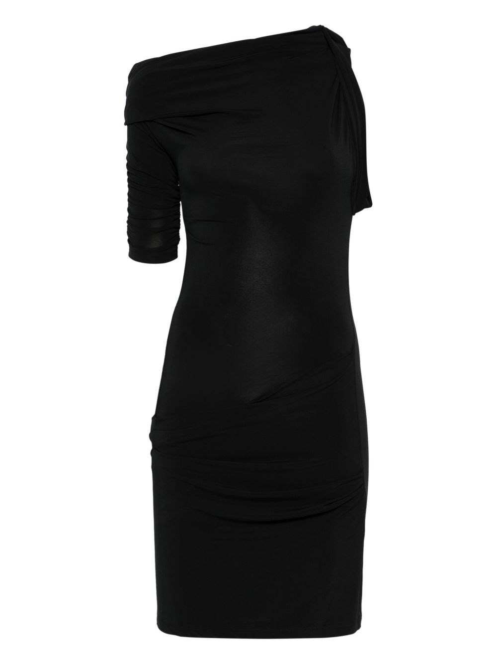 Jacquemus Asymmetric Draped Mini Dress In Black