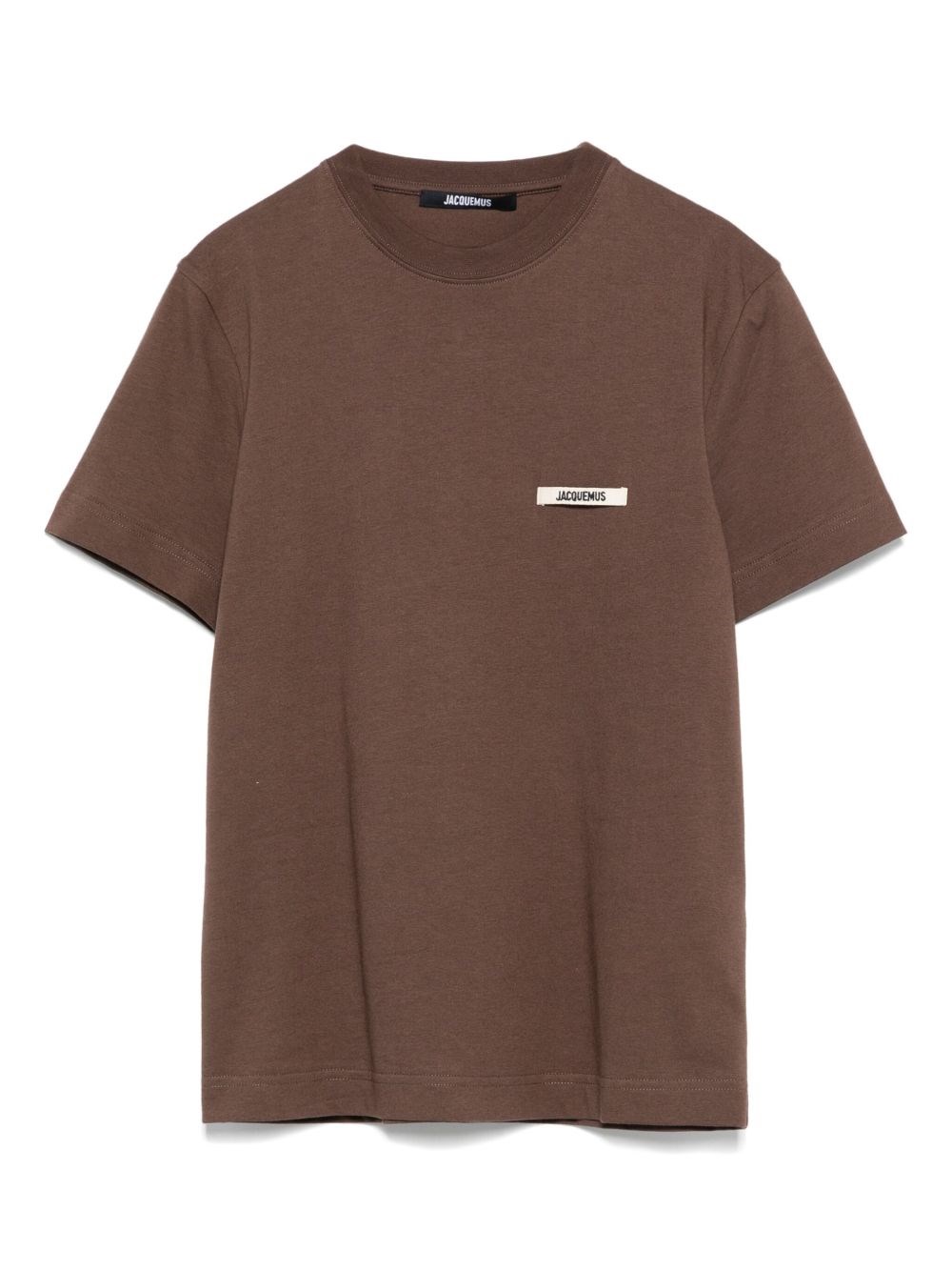 Jacquemus Ribbed Collar Crew-neck T-shirt In Cotton In Brown