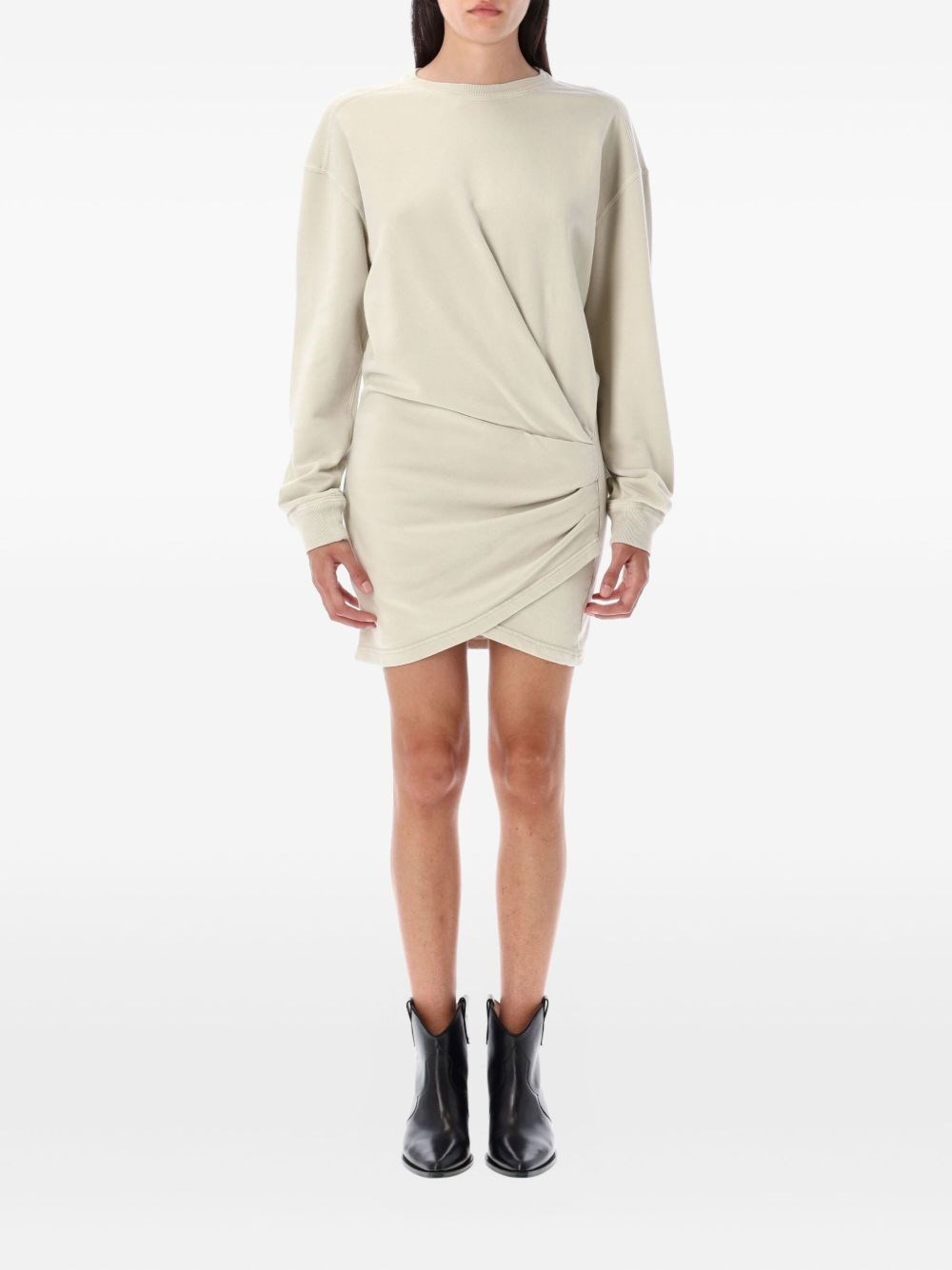 Isabel Marant Étoile Mini Dress With Draped Detail And Long Sleeves In Neutral