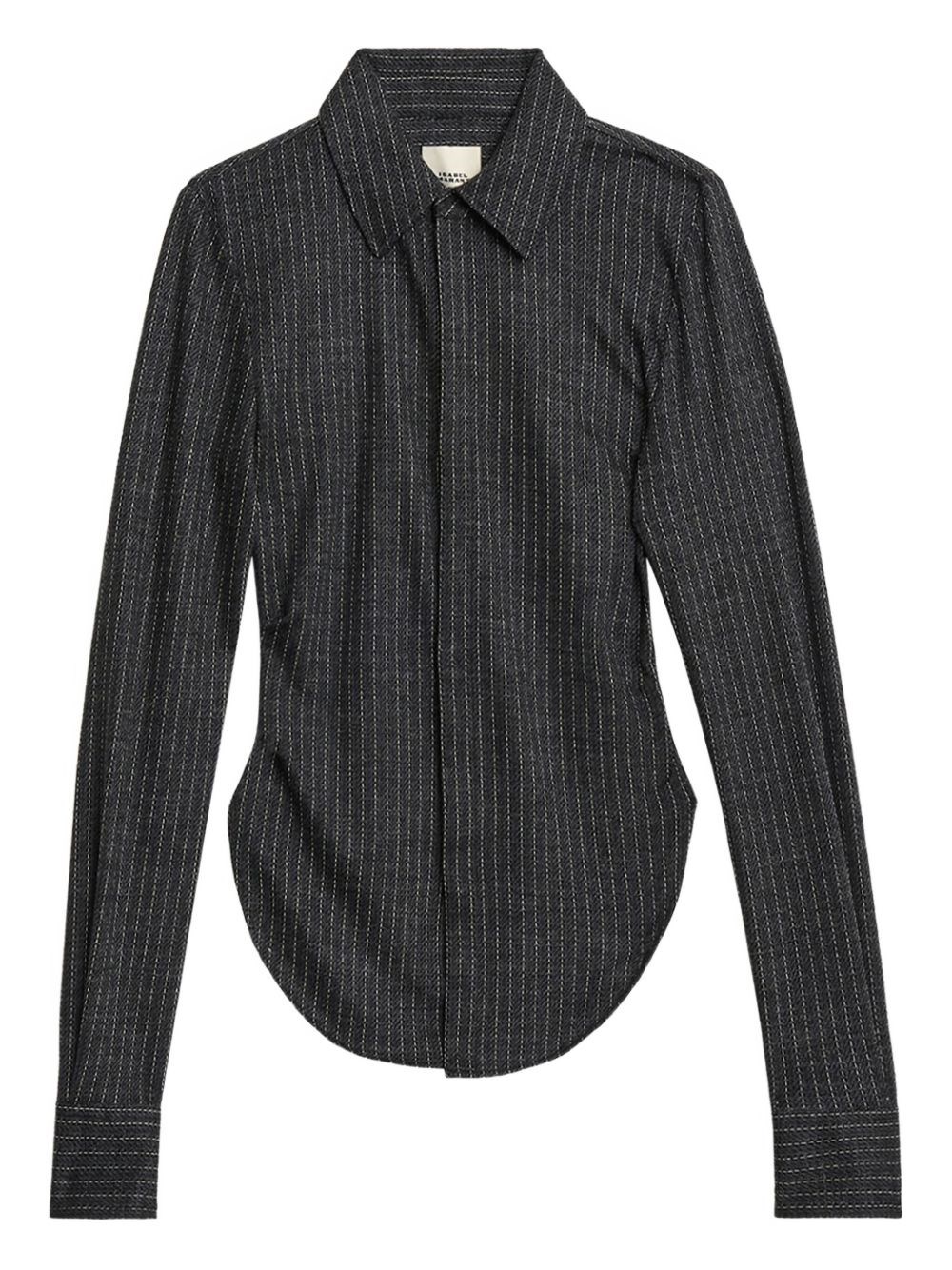 Isabel Marant Pinstriped Wool Shirt In Gray