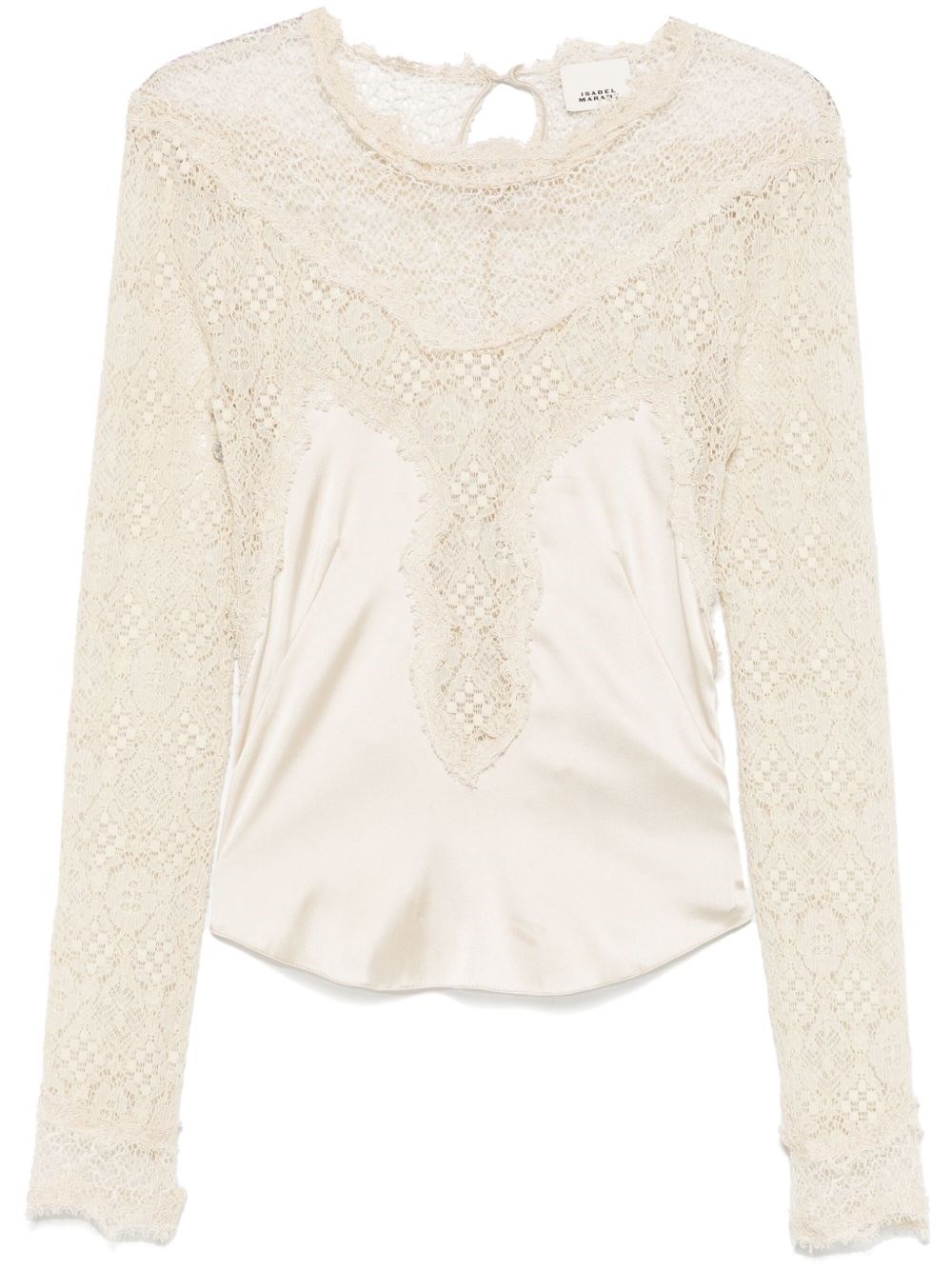 Isabel Marant Satin And Lace Top In Neutral