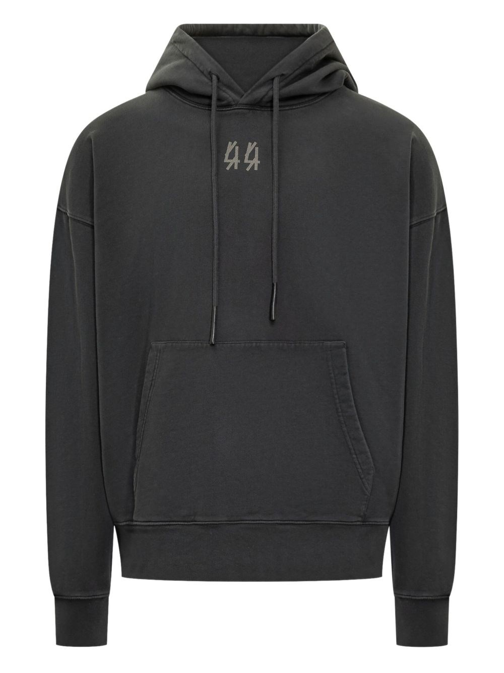 44 Label Group Relaxed Fit Black Cotton Hoodie With Bold Graphic Print In Black