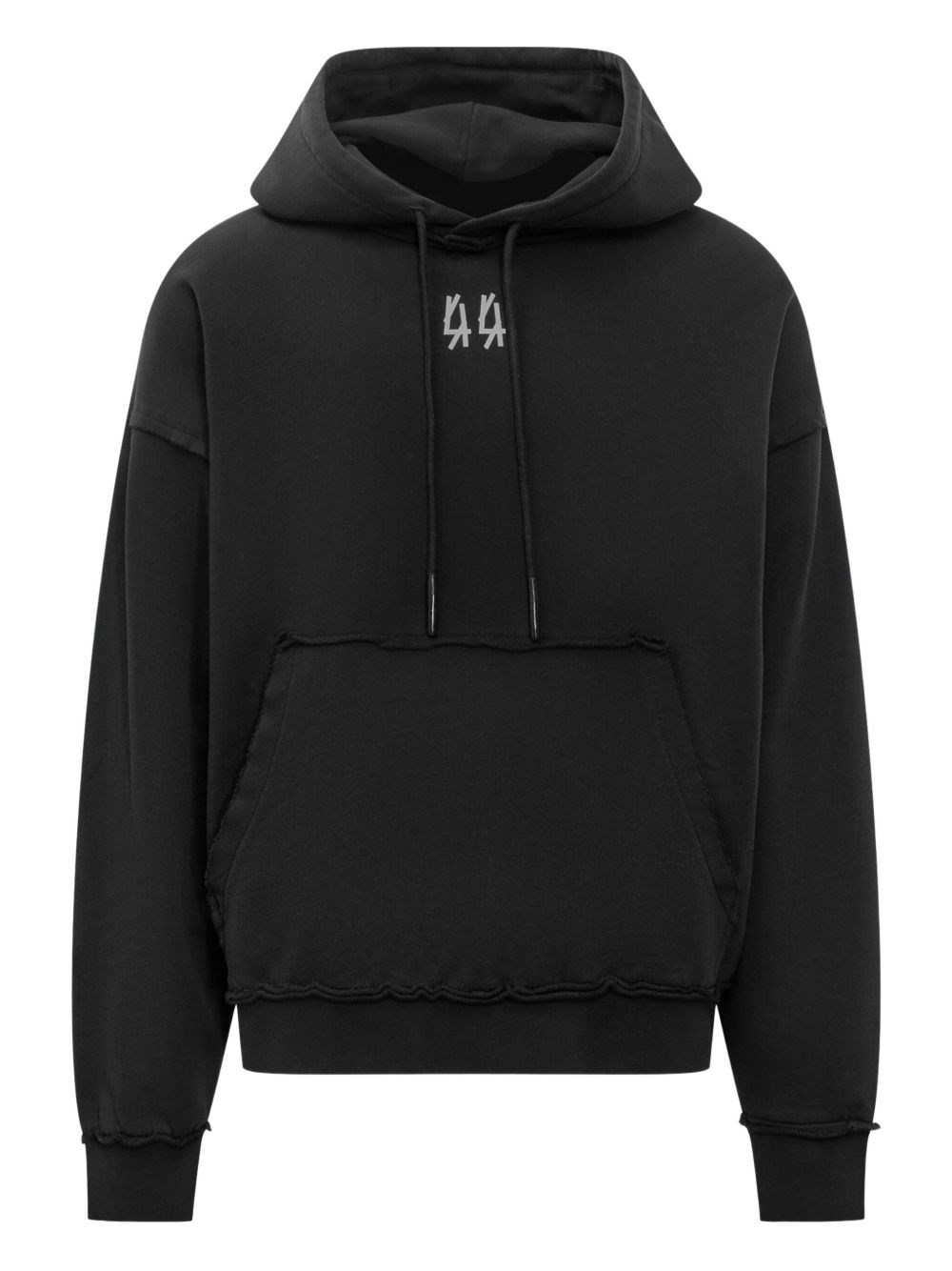 44 Label Group Relaxed Fit Black Cotton Hoodie With Bold Graphic Print In Black