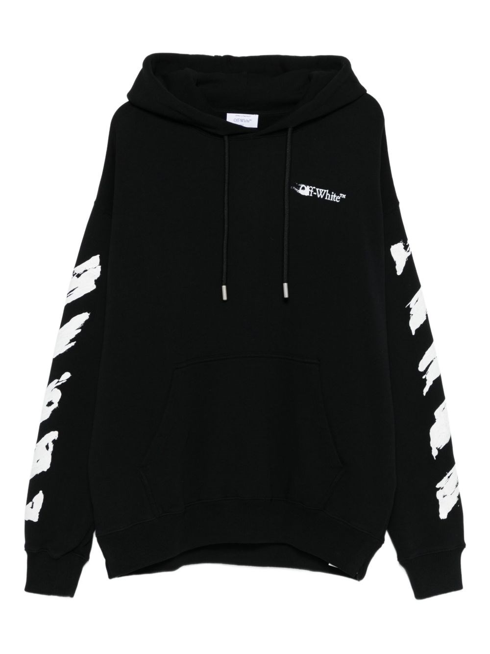 Off-white Ink Arrow Black Cotton Skate Hoodie With Loose Fit In Black