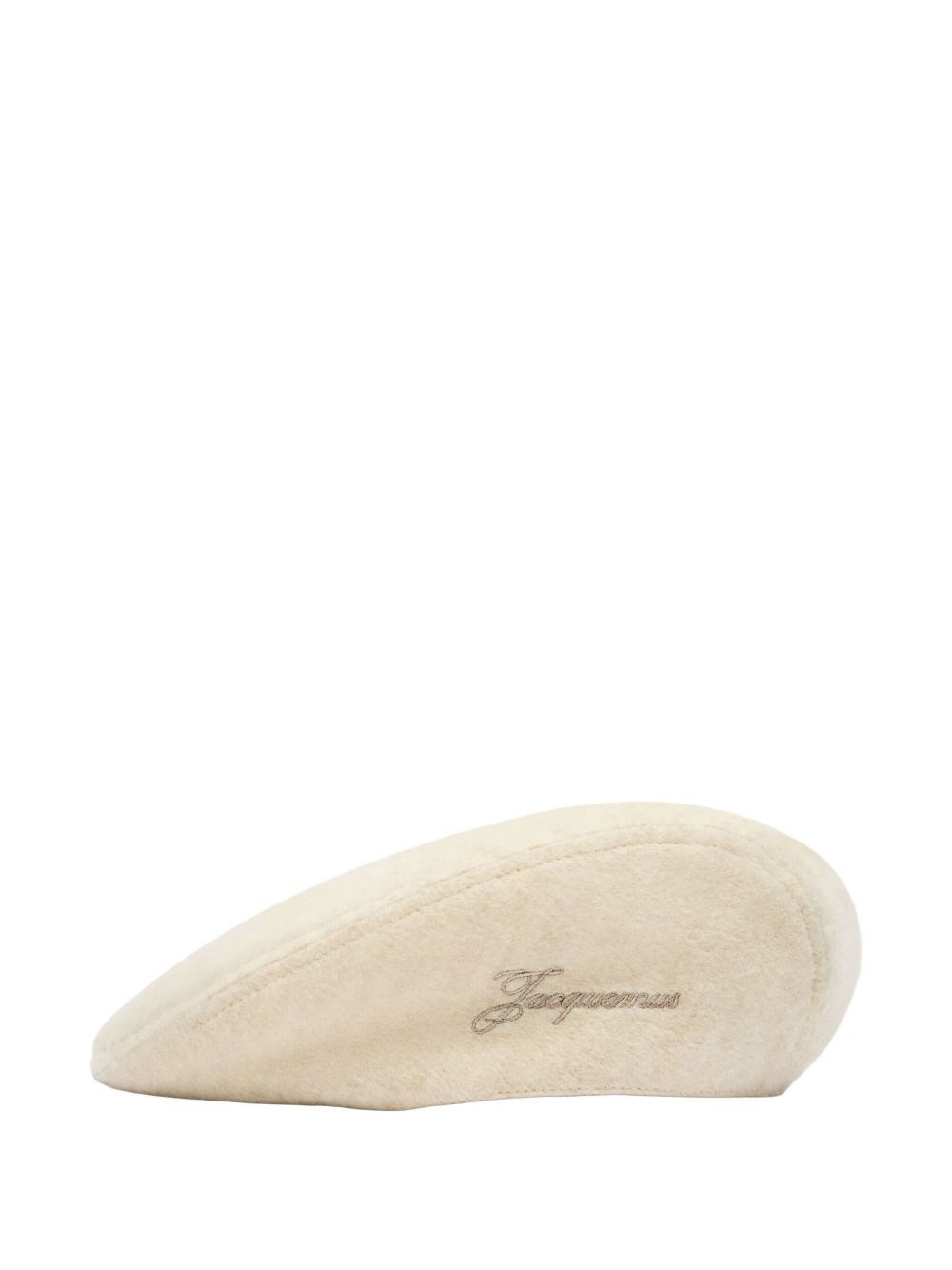 Jacquemus Beige Embroidered Flat Beret Hat In Brown