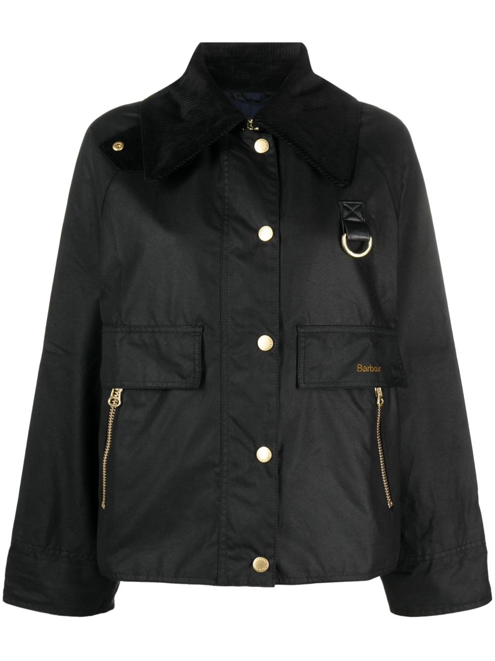 Barbour Waxed Cotton Jacket In Black