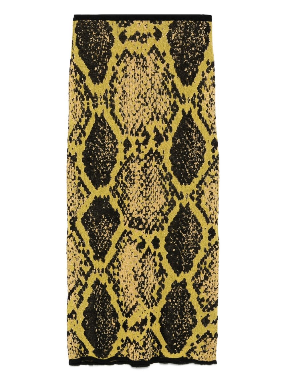Attico Python Midi Skirt In Yellow