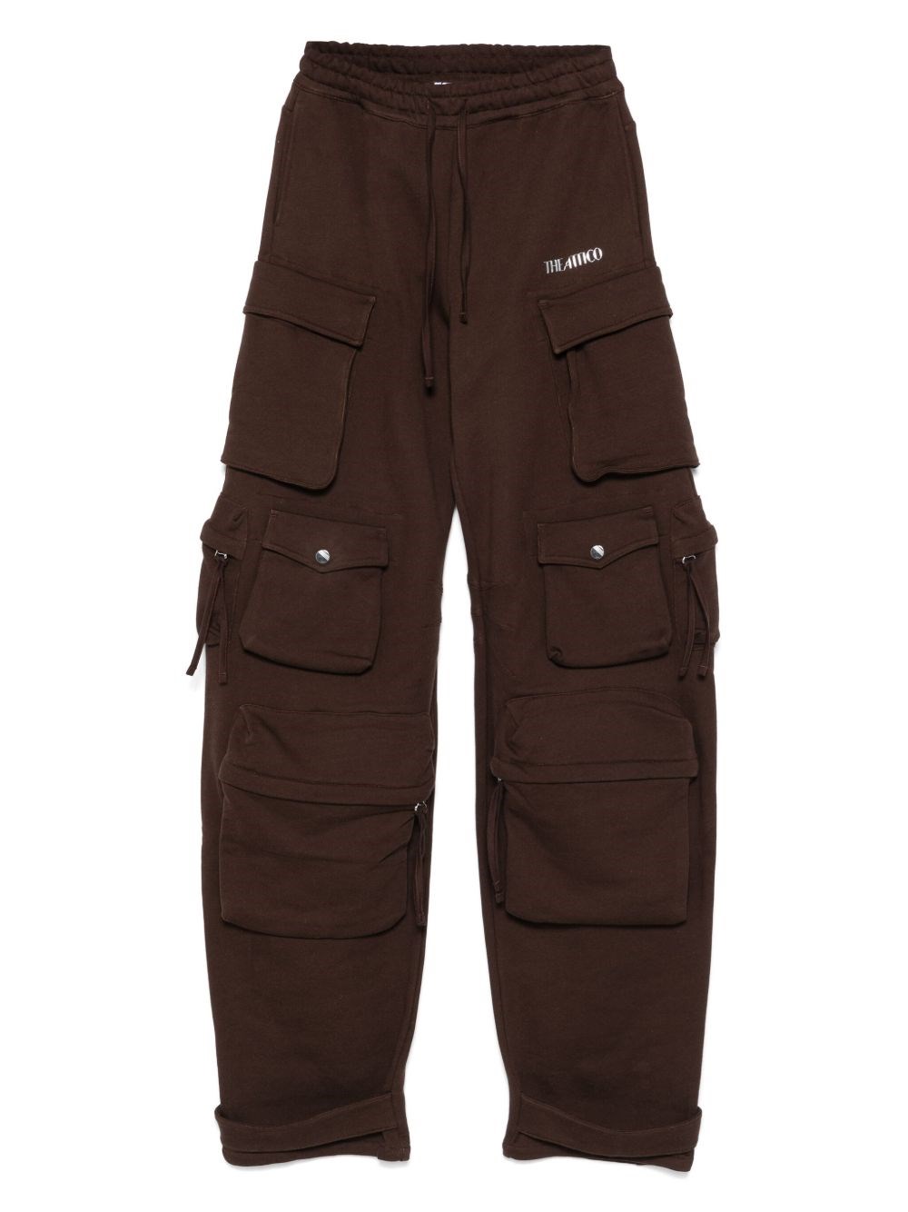 Attico Brown Cargo Pants With Elastic Drawstring Waist And Logo Lettering On The Front In Cotton Woman In Brown
