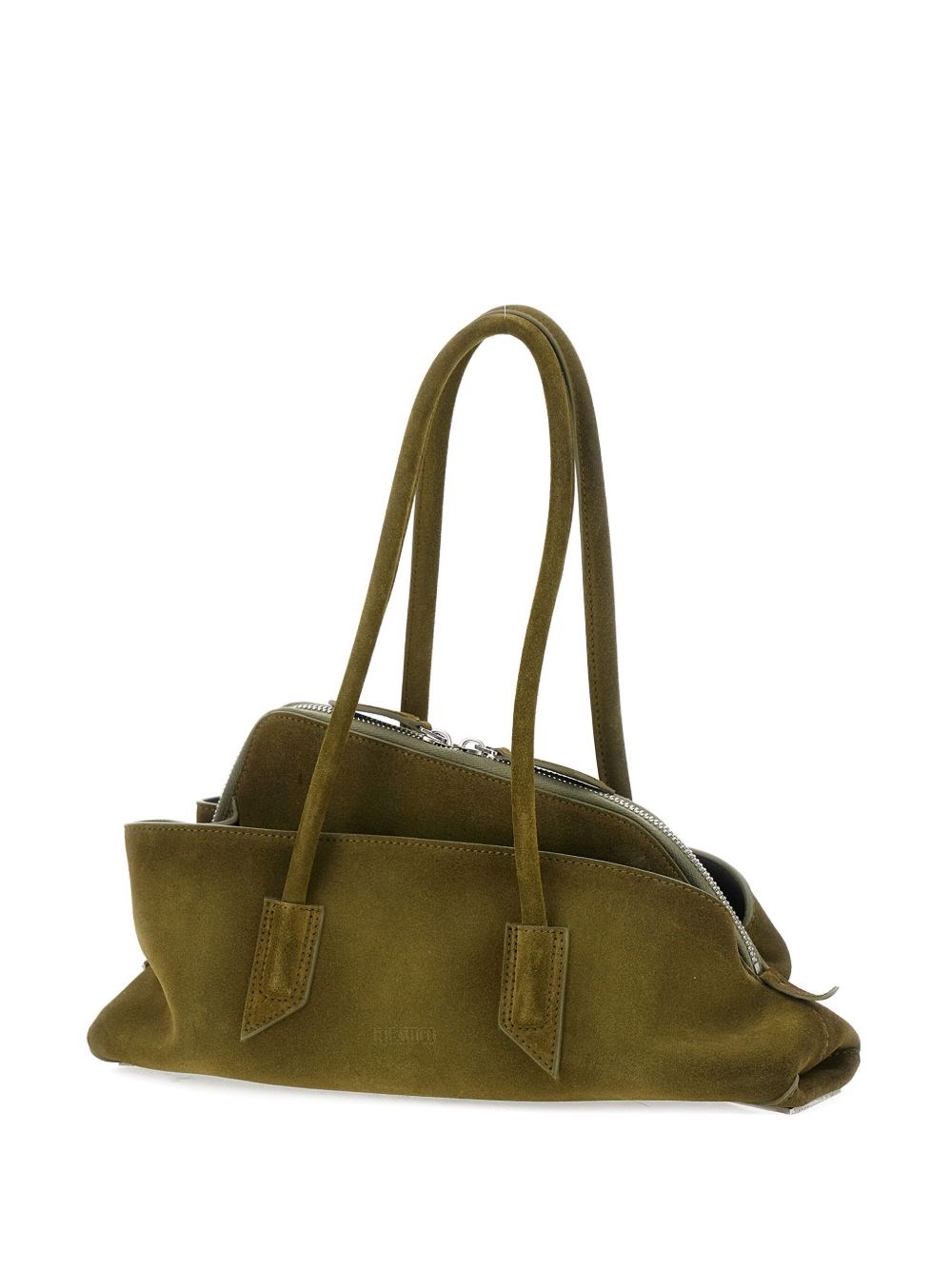 Attico Small Structured Suede Top Handle Bag In Green