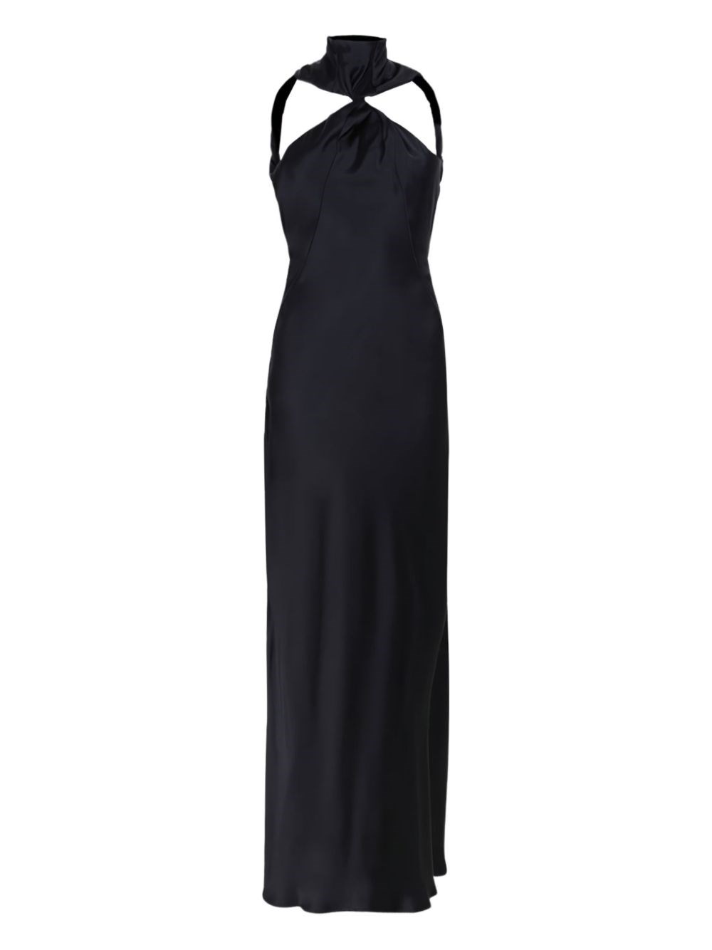Attico High-neck Twisted Maxi Dress In Black