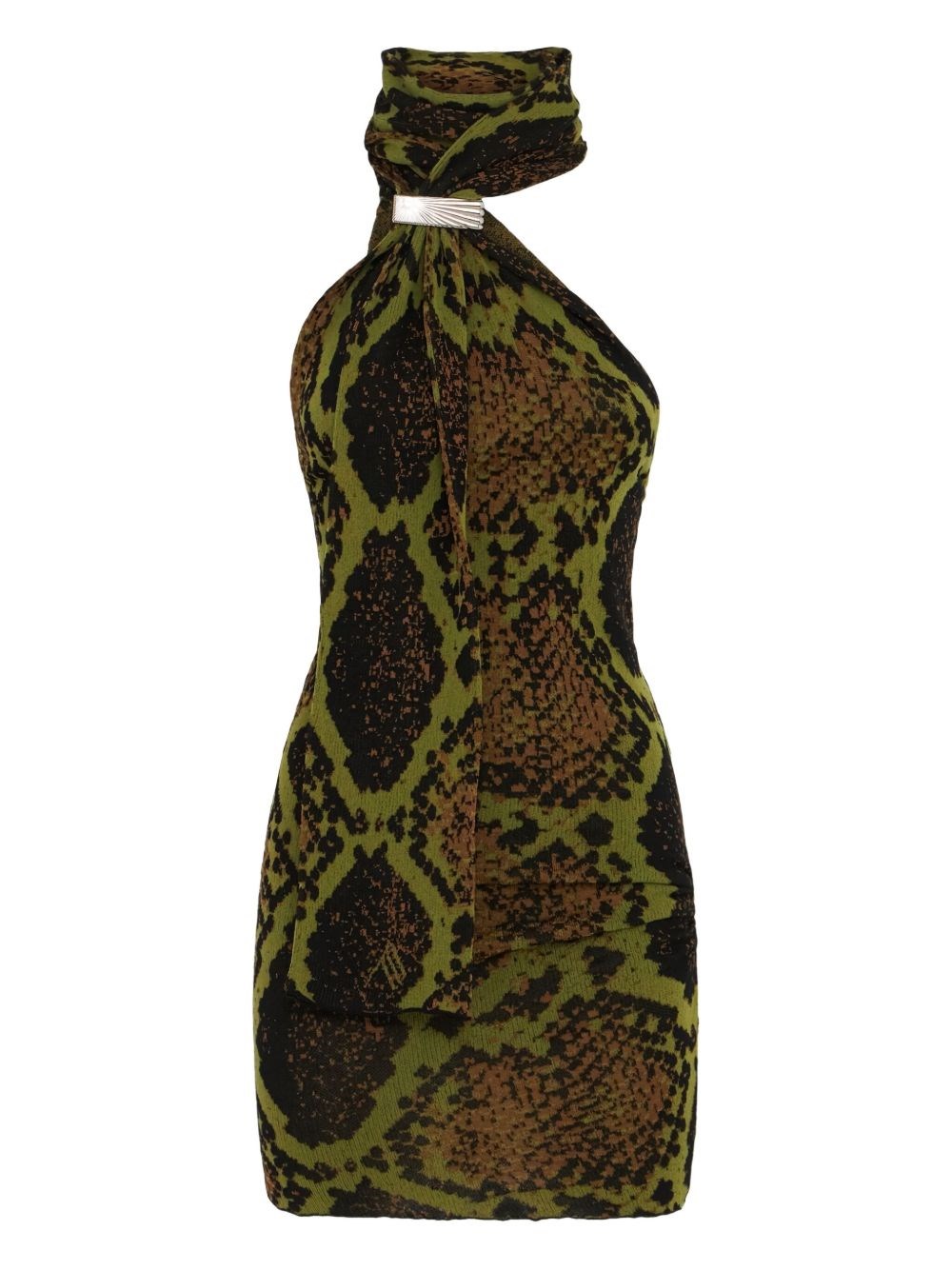 Attico Snake-print Halterneck Mini Dress In Multi