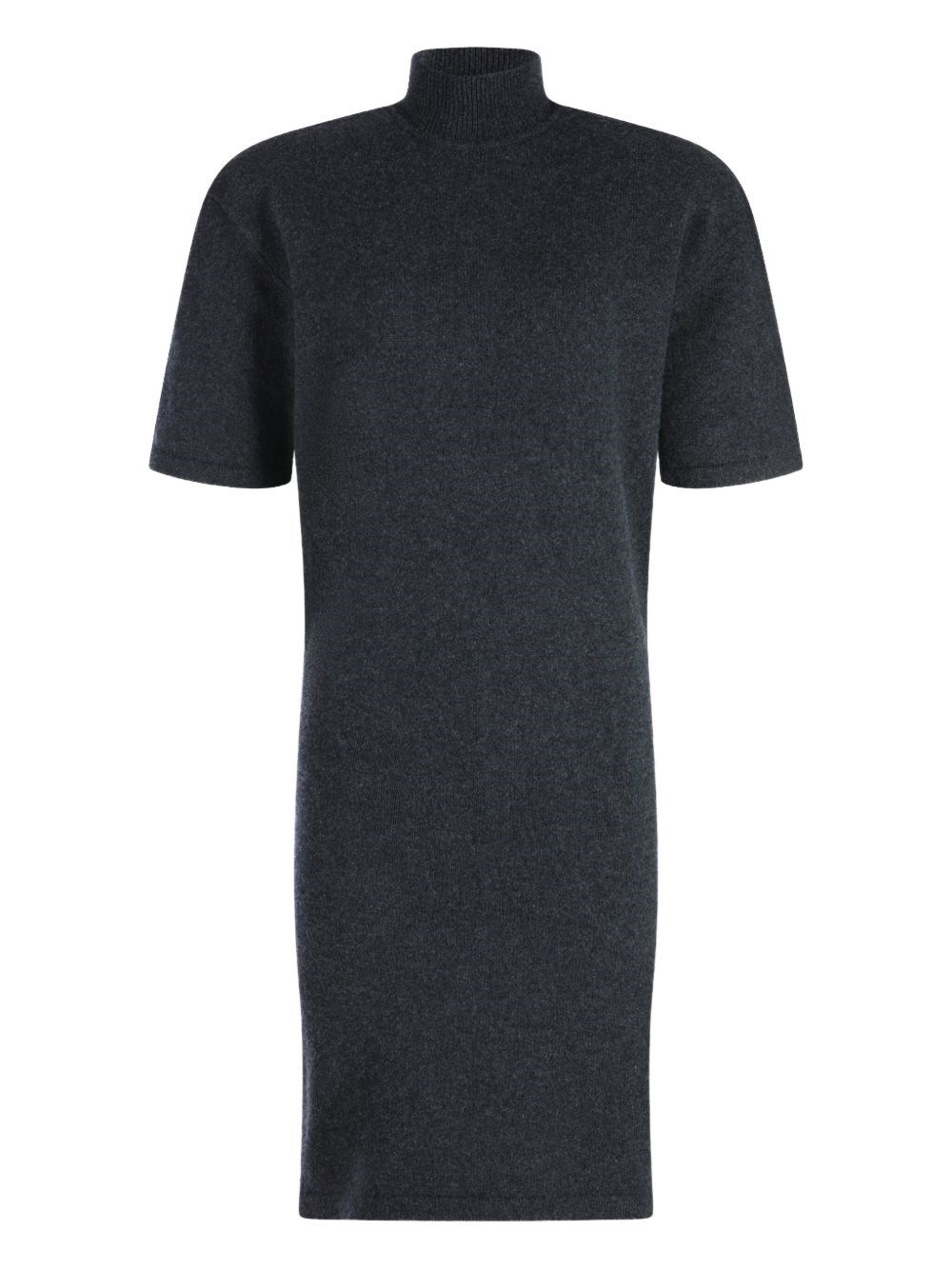 Jacquemus Grey High Neck Dress With Back Application In Wool Woman In Black