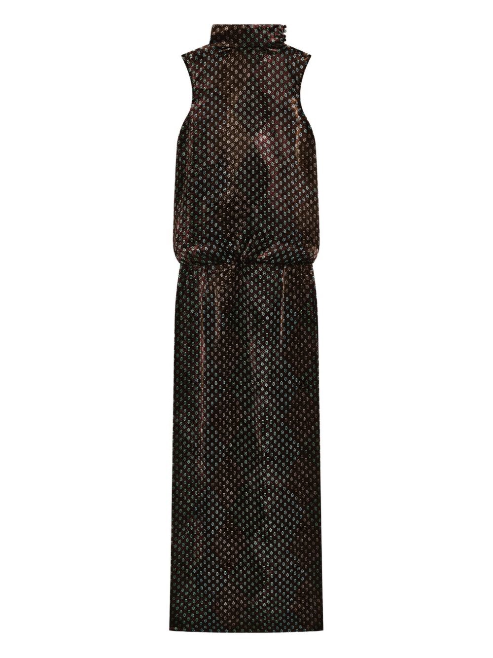 Dries Van Noten Womens Khaki Debo Graphic-print Silk-blend Maxi Dress In Green