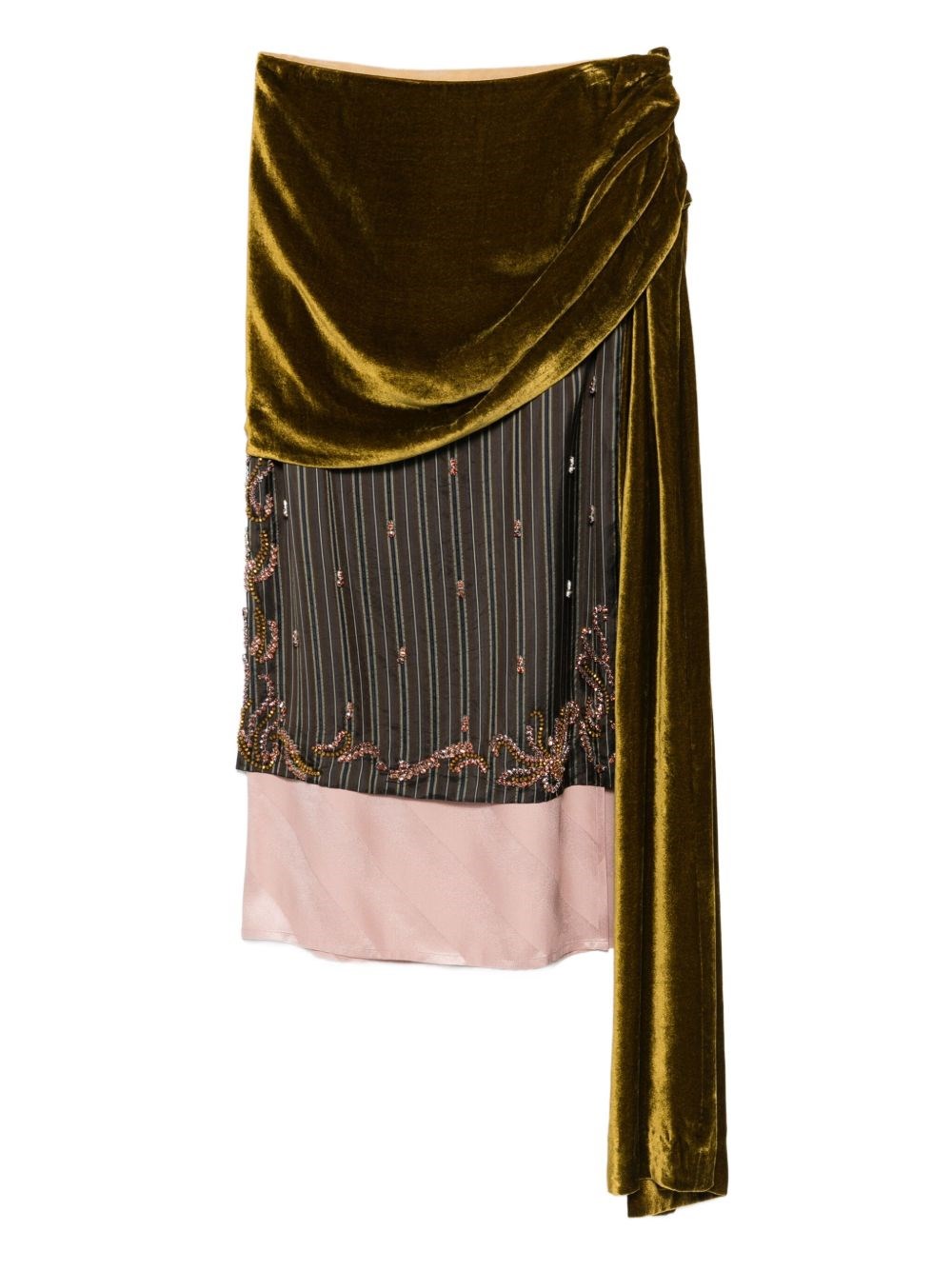 Dries Van Noten Draped Midi Skirt In Brown