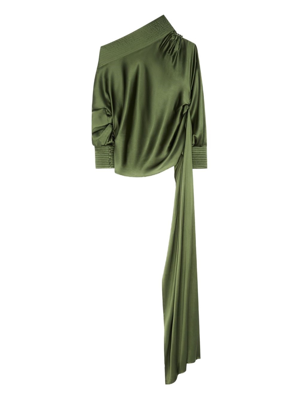 Dries Van Noten Asymmetrical Silk Top In Green