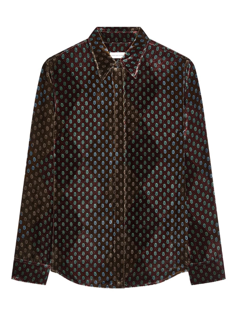 Dries Van Noten Printed Velvet Shirt In Multi