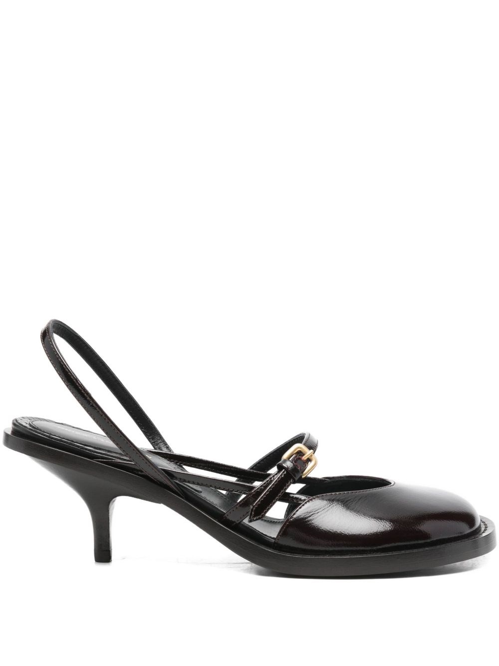 Dries Van Noten Slingback Sandals With Buckle And Kitten Heel In Black