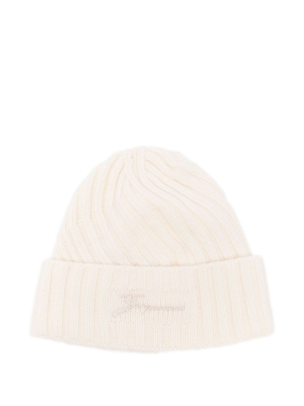Jacquemus Twisted Ribbed Beanie In Neutral