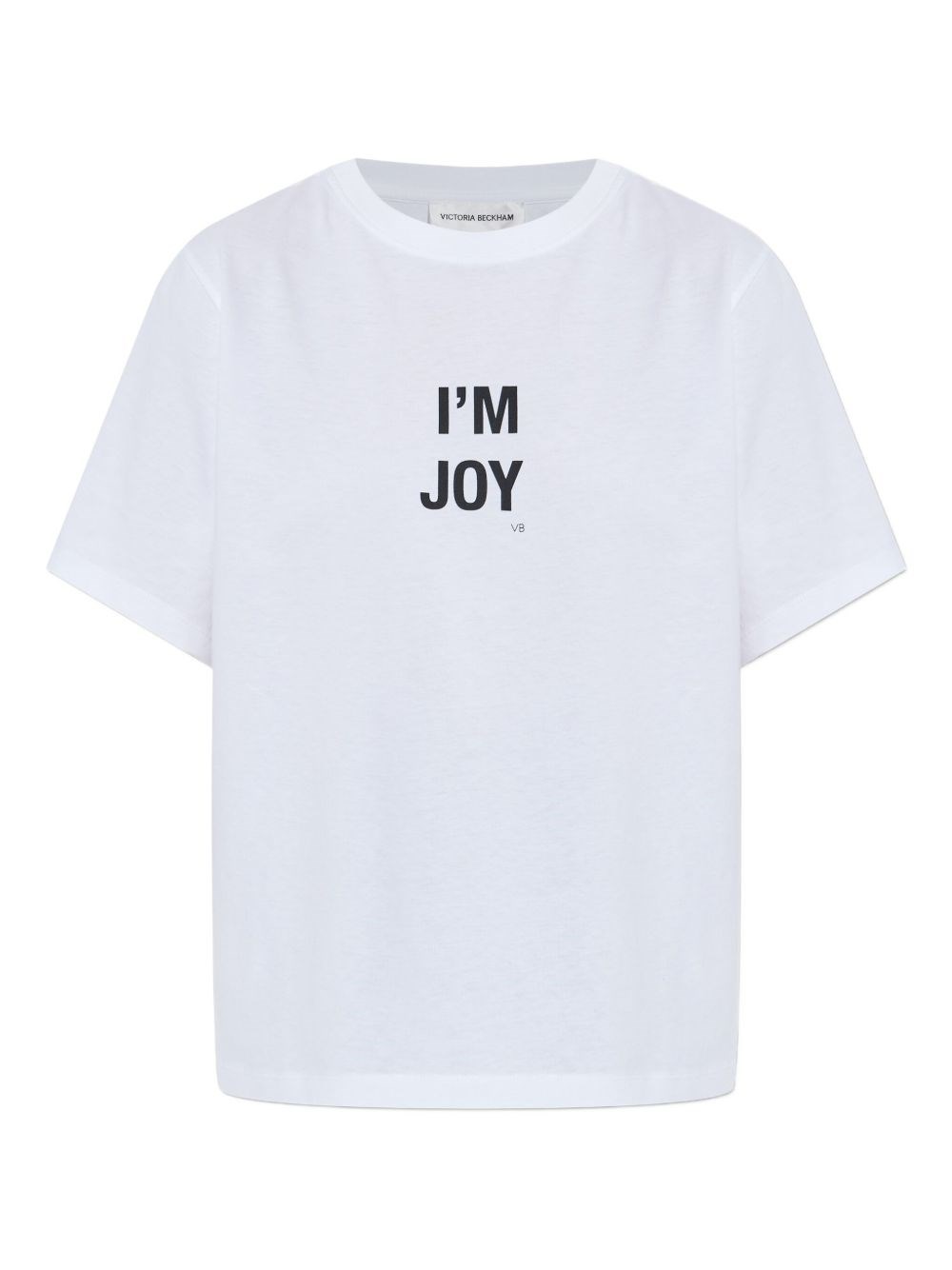 Victoria Beckham Graphic Print Crew Neck Short Sleeve Top In White